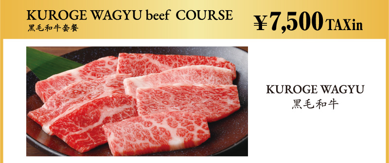 KUROGE WAGYU Beef COURSE [¥7,500TAXin]